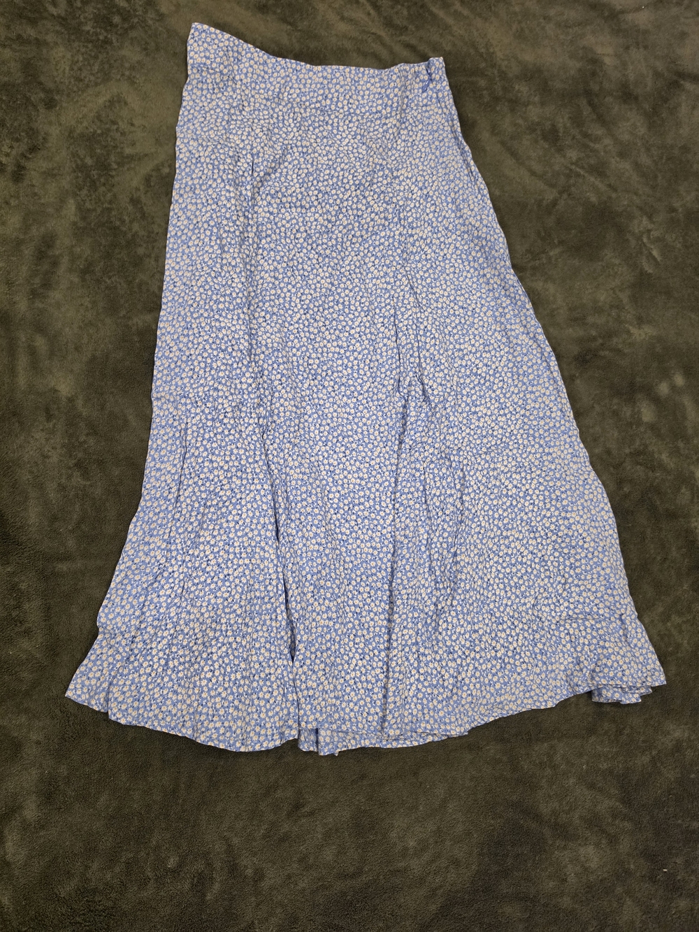 H&M Light Blue Floral Midi Skirt